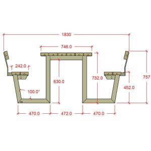 WEGA Bord/Bänksats m/2 ryggstöd