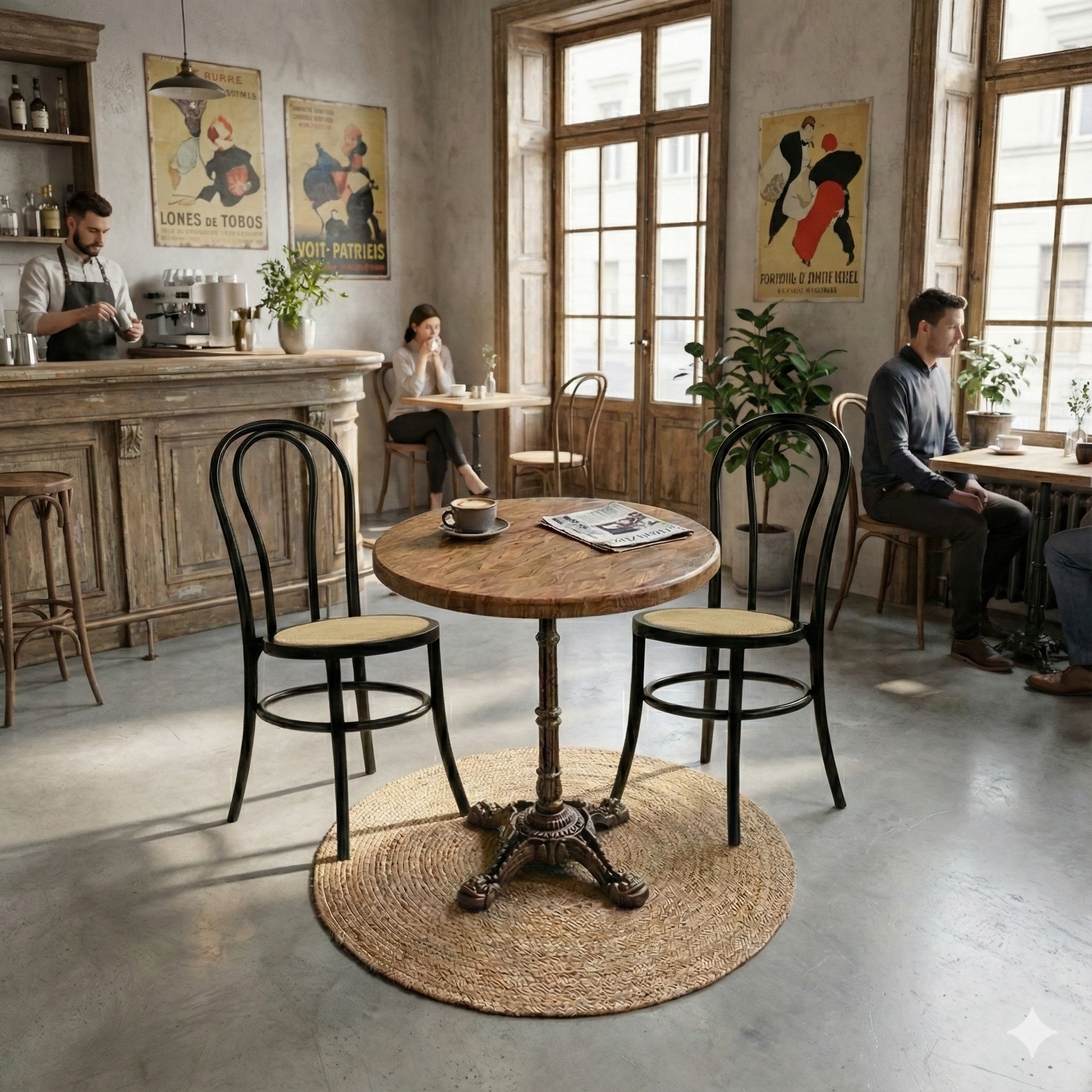 Ljus parkett bordsskiva rund