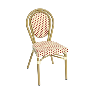 Paris - Caféstol - Flätad - Röd-beige