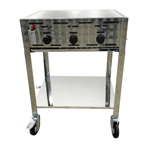 Gasolgrill 3 brännare m/galler 30-37mb - Komplett stativ med hjul