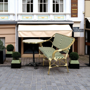Cafépaket Paris med bänk grön-beige