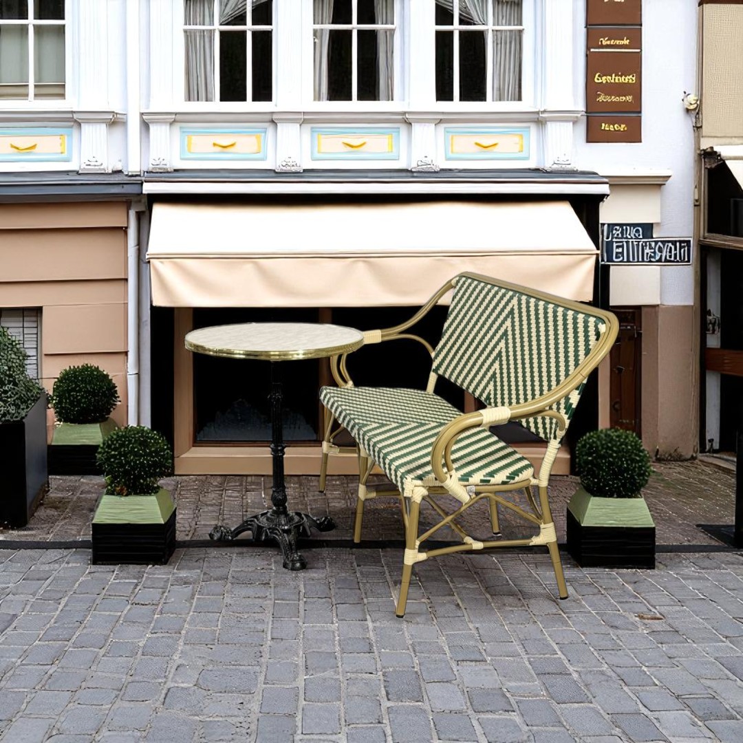 Cafépaket Paris med bänk grön-beige