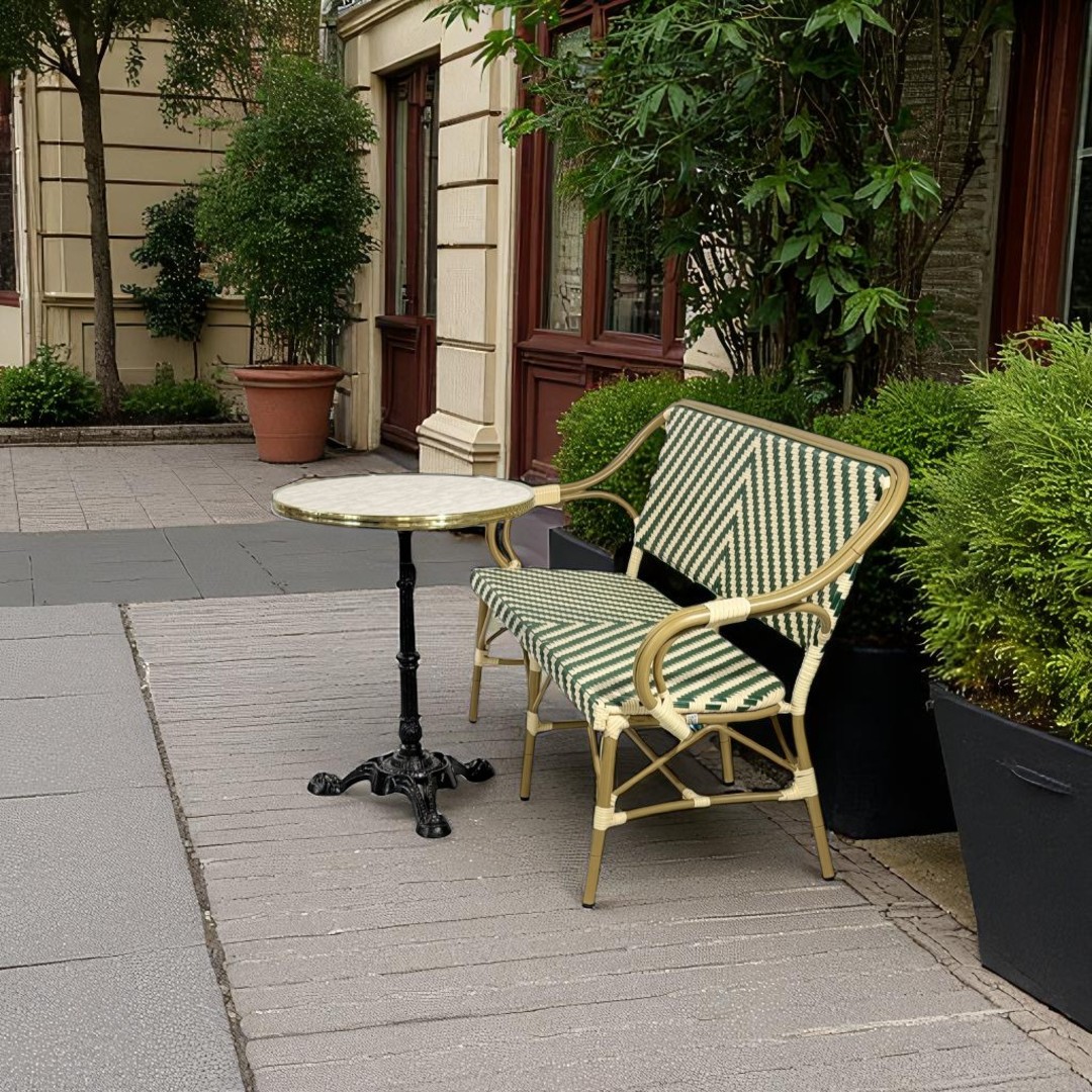Cafépaket Paris med bänk grön-beige