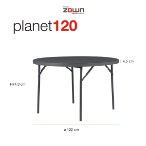 Zown New Classic – runt fällbord Planet 120 cm