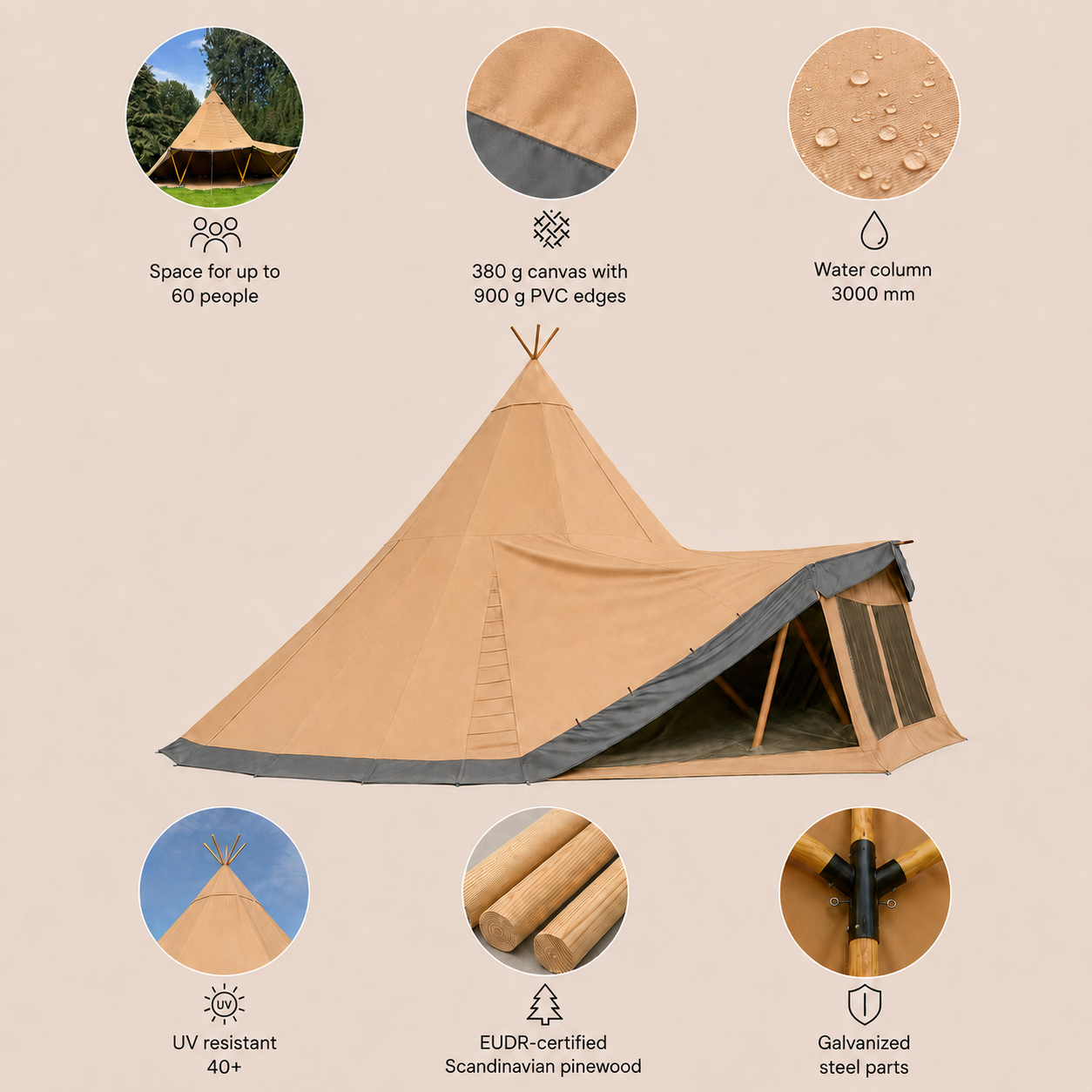Teepee 10,5m Canvas
