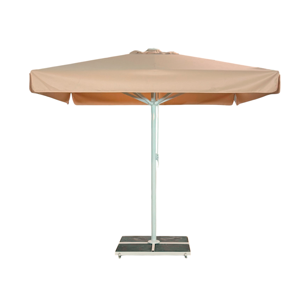 Jätteparasol 3x3m komplett m/fris - Vitt stativ