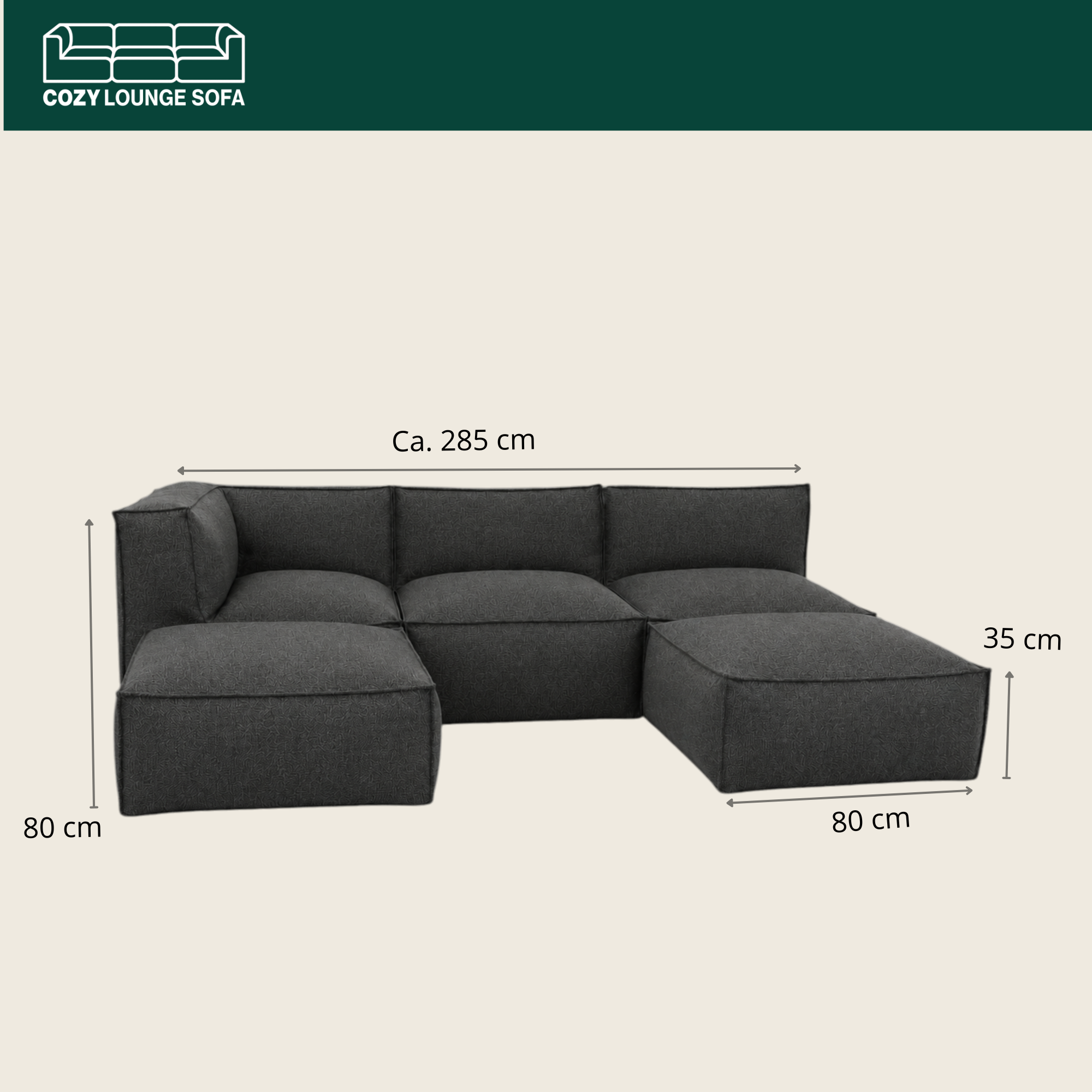 Cozy Lounge Family | Mörkgrå