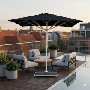 Jätteparasol 3x3m komplett u/fris - Vitt stativ