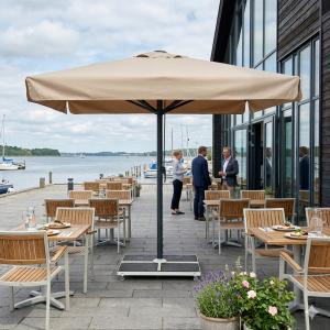 Jätteparasol 3x3m komplett m/fris - Grått stativ