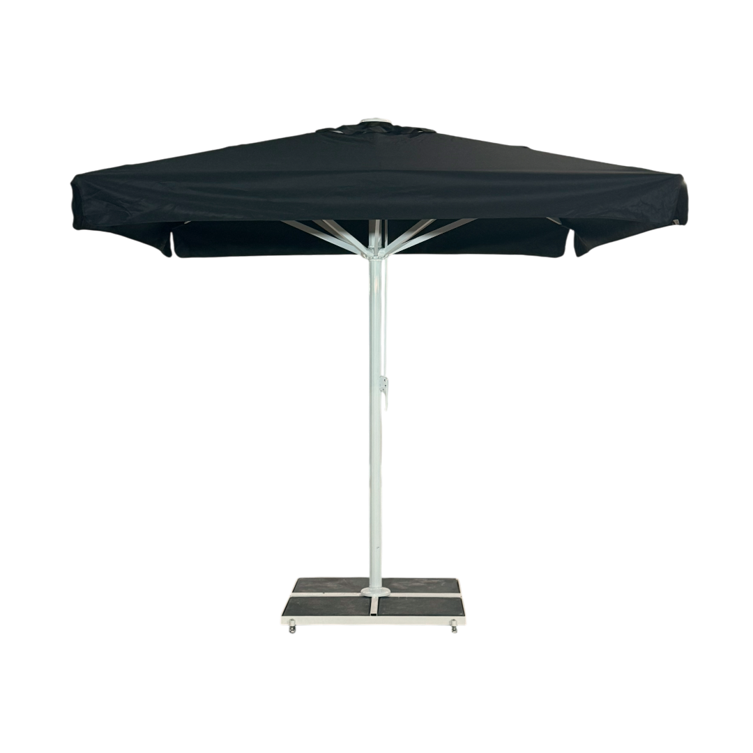 Jätteparasol 3x3m komplett m/fris - Vitt stativ