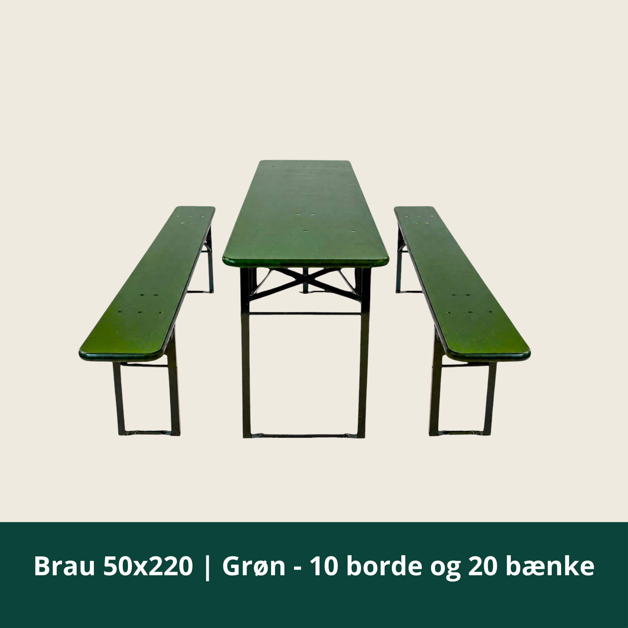 Brau 50x220 | Grön – 10 bord och 20 bänkar