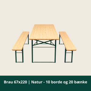 Brau 67x220 | Natur – 10 bord och 20 bänkar