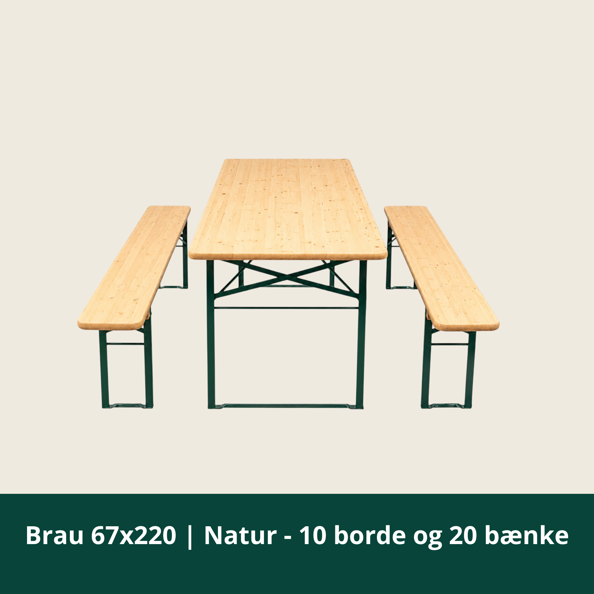 Brau 67x220 | Natur – 10 bord och 20 bänkar