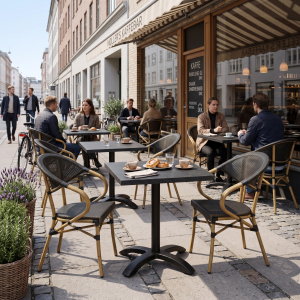 Svart marmormönstrad bordsskiva fyrkantig Exteriolit