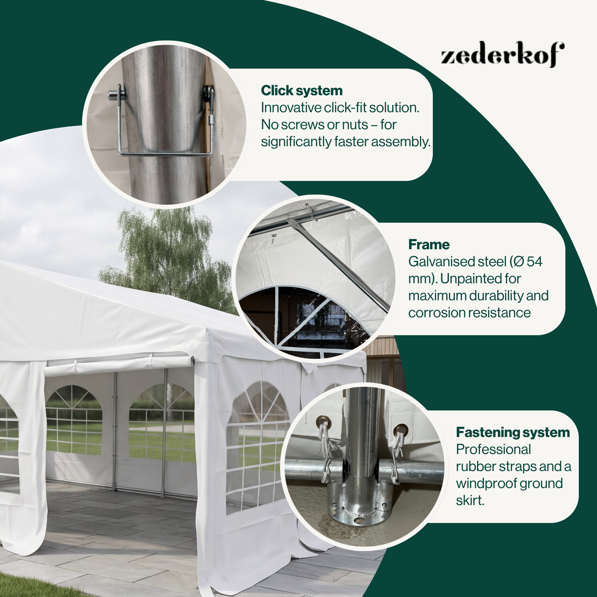 Startflagga Tent for Events 6x4m inkl. sidor, tak och gavel
